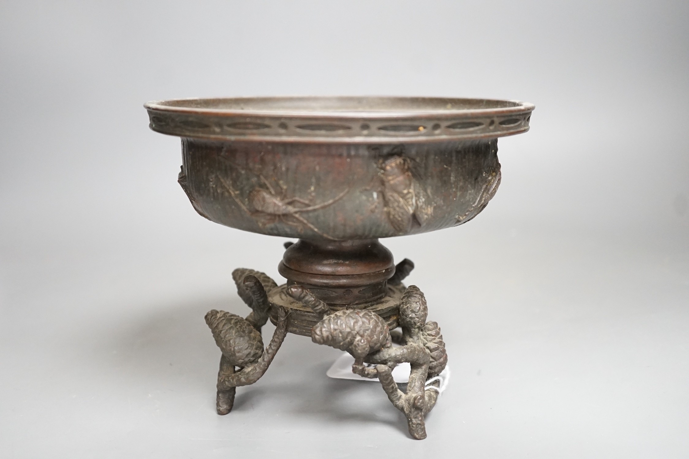 A Japanese Meiji period bronze censer Height 14cm width 17cm